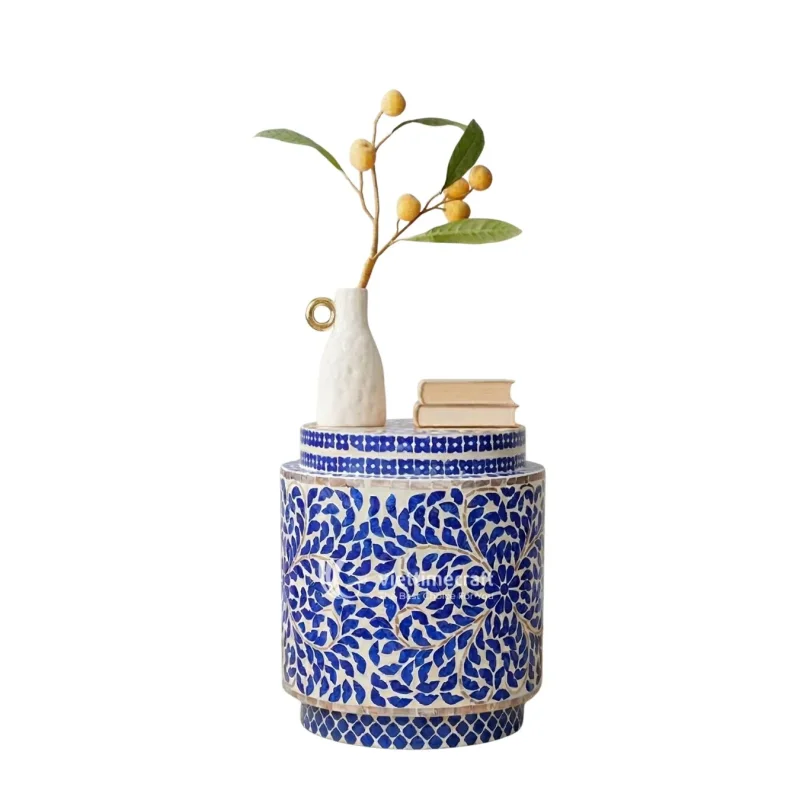 Premium Mother of Pearl Mosaic Side Table | Luxury Home Decor