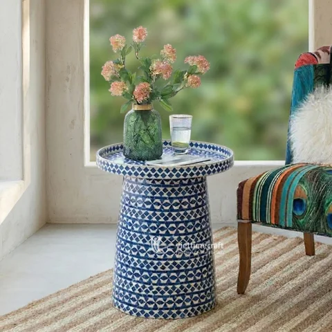 Premium Mother of Pearl Mosaic Side Table | Luxury Home Decor
