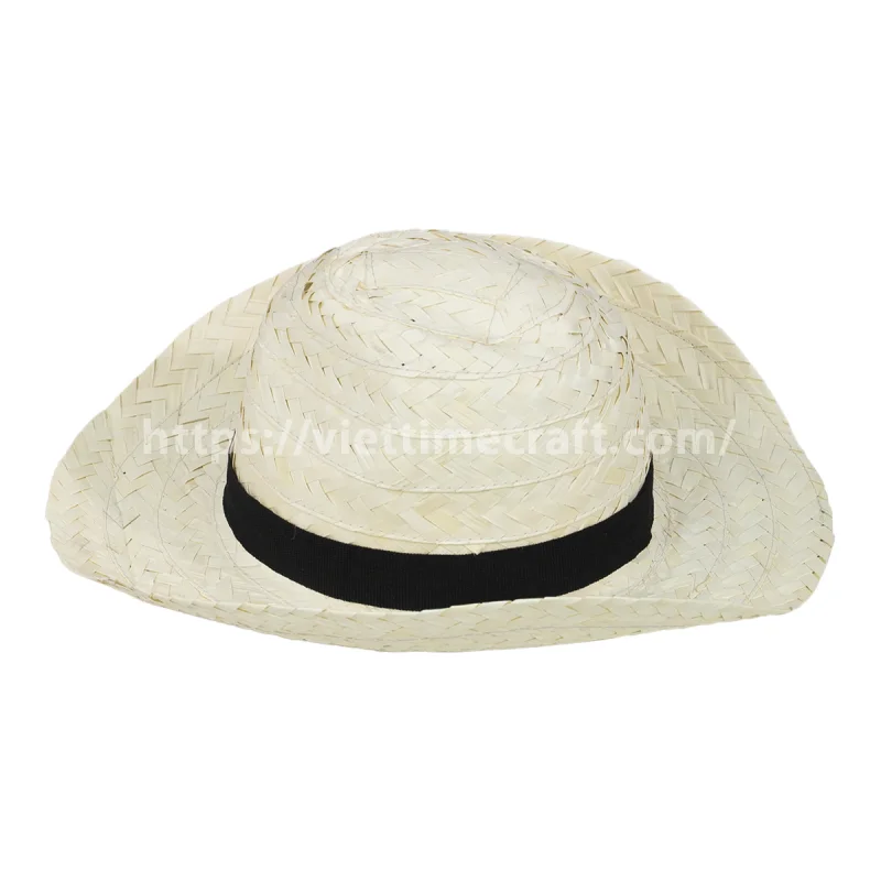 Palm Leaf Beach Hat with Black Band – Eco-Friendly Summer Hat