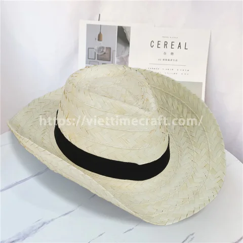 Palm Leaf Beach Hat with Black Band – Eco-Friendly Summer Hat