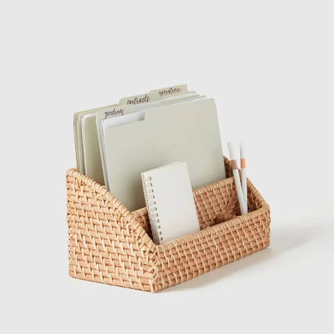 Rattan Desktop Organizer