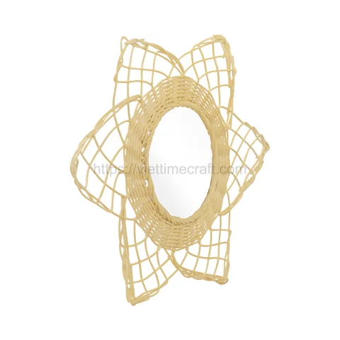 Flower Rattan Mirror Wall Decor