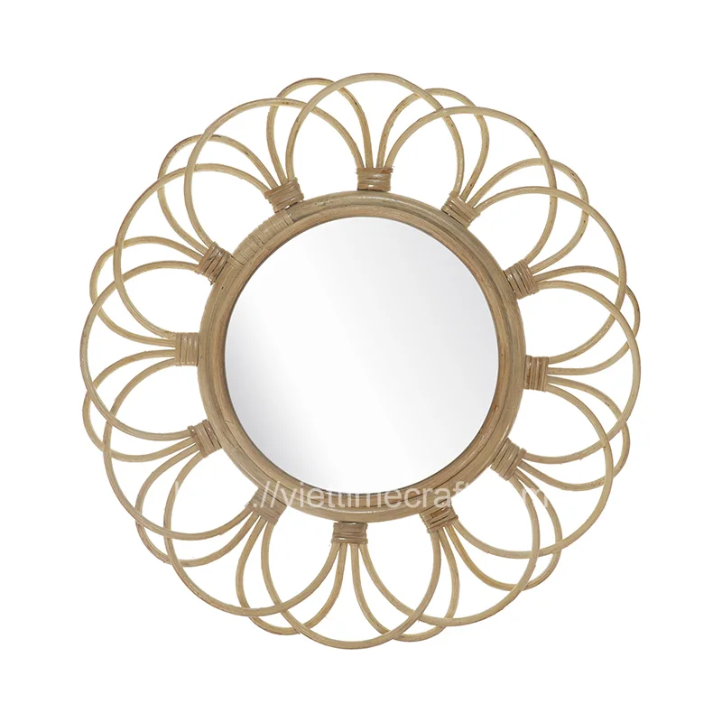 Flower Rattan Mirror Decor