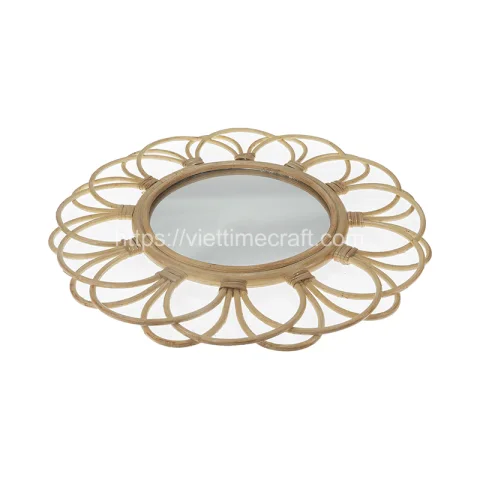 Flower Rattan Mirror Decor