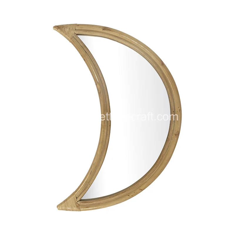Half Moon Rattan Mirror Decor