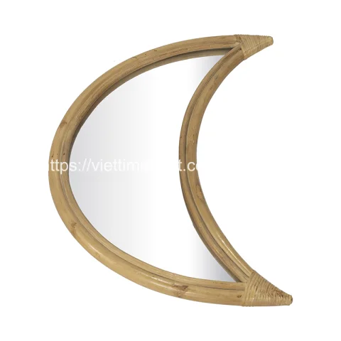 Half Moon Rattan Mirror Decor