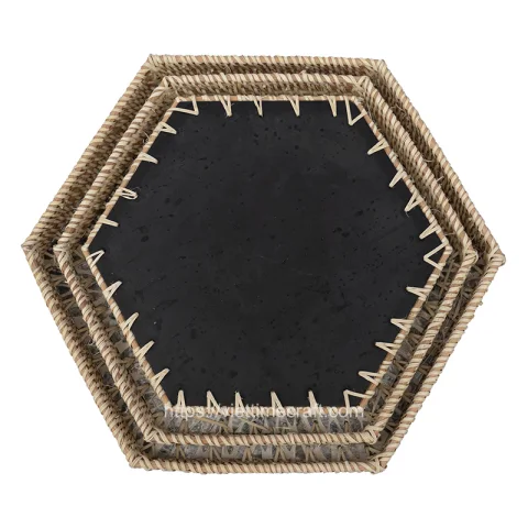 Mother Of Pearl Rattan Tray