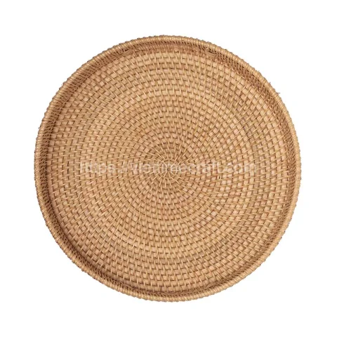 Hand Woven Rattan Serving Tray With Handle – M0004