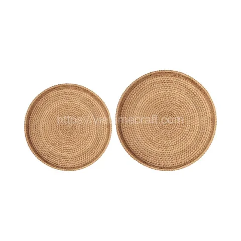 Hand Woven Rattan Serving Tray With Handle – M0004