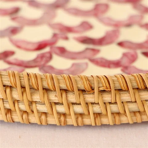 Mother Of Pearl Rattan Tray
