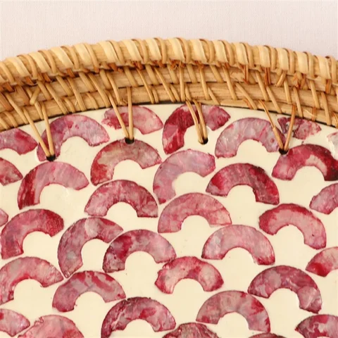 Mother Of Pearl Rattan Tray
