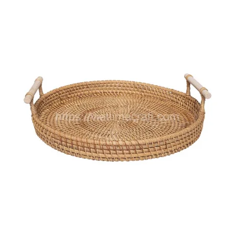 Durable Rattan Serving Tray With Handle