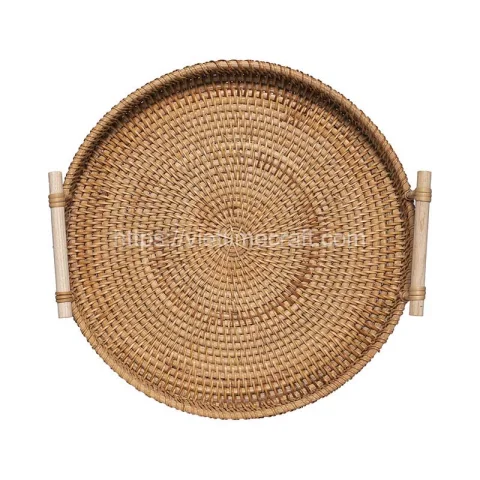 Durable Rattan Serving Tray With Handle