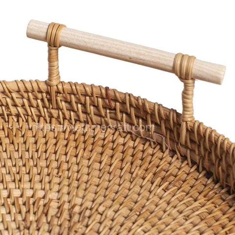 Durable Rattan Serving Tray With Handle