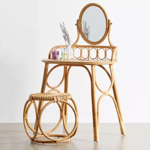 Rattan Export Set of Rattan Dressing Table and Stool - REX-M00132