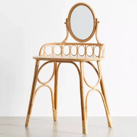 Set of Rattan Dressing Table and Stool