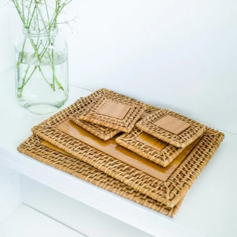 Rattan Export Rattan tovaglietta e sottobicchiere set - REX-M00188