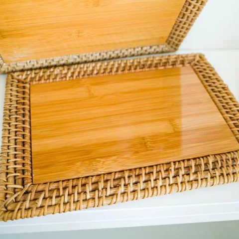 Rattan Placemat and Coaster Set