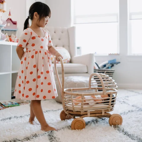 Rattan Doll Stroller