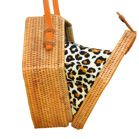 Rattan Export Leoparden Rattan Tasche - REX-M00248