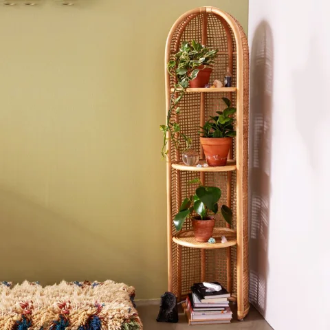 Rattan Corner Shelf