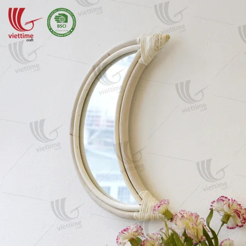 HalfMoon Rattan Mirror