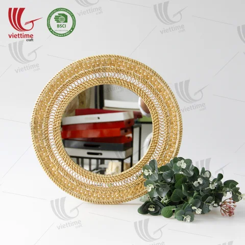 Round Rattan Mirror