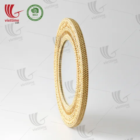 Round Rattan Mirror
