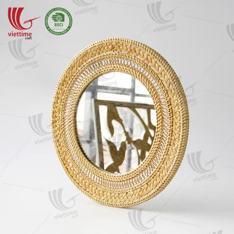 Round Rattan Mirror
