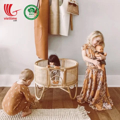 Rattan Doll Crib