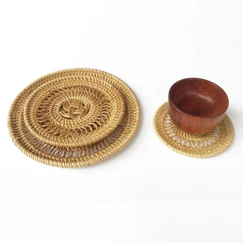 Rattan Coaster Set
