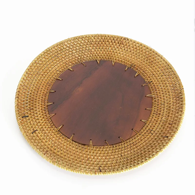 Wood and Rattan Charger Plate
