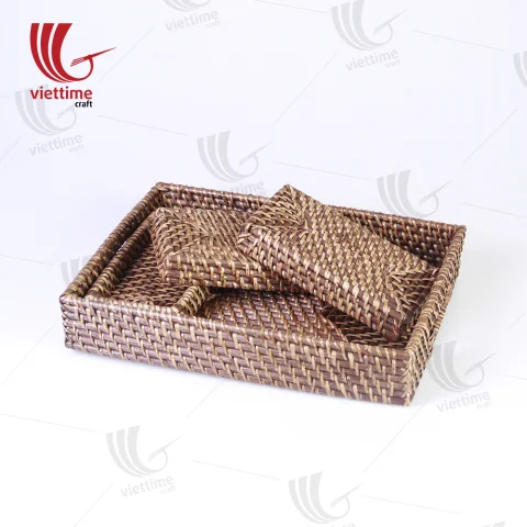 Rattan Tray Set