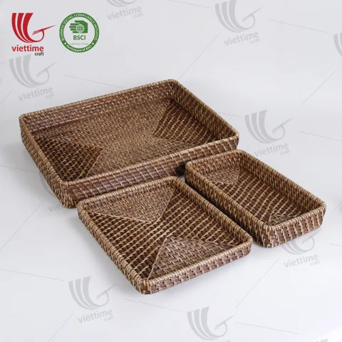 Rattan Tray Set