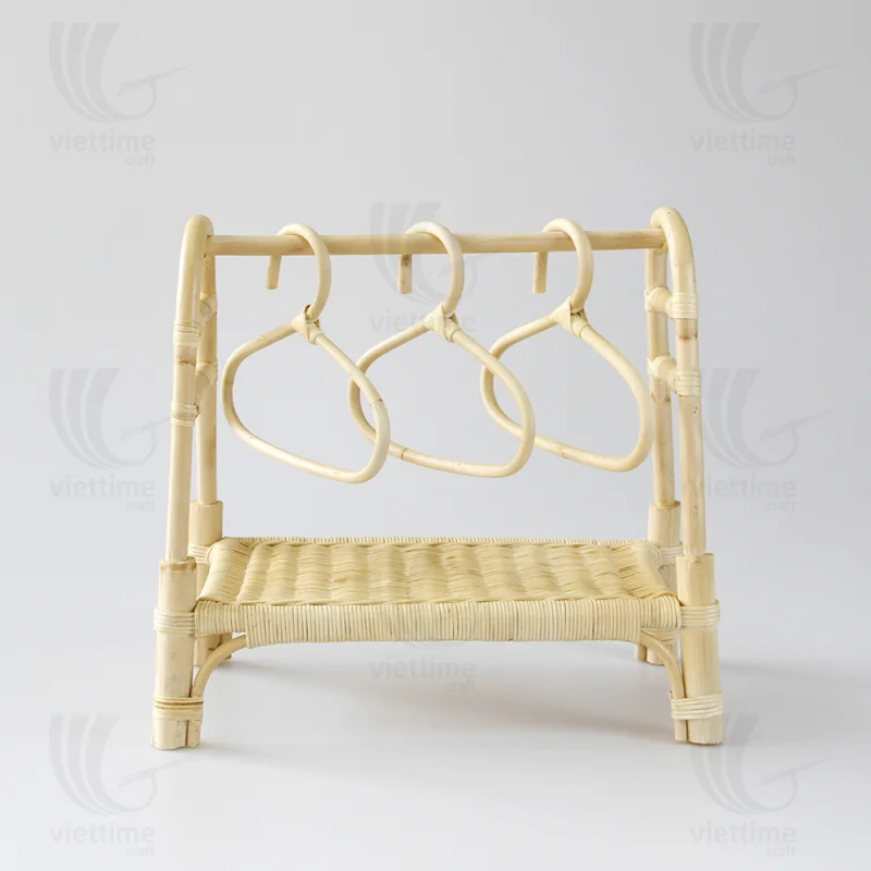Rattan Doll Clothes Rack Set