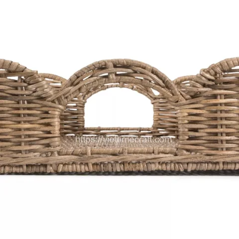 Wicker Scalloped Edge Rattan Tray Wholesale