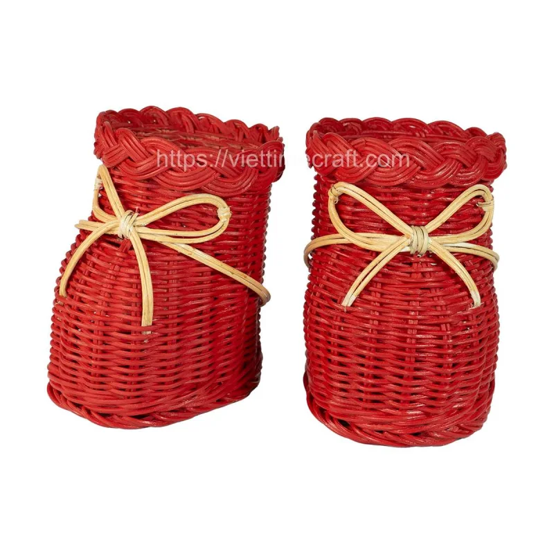 Rattan Santa Boot/ Christmas Shoe For Christmas Decoration
