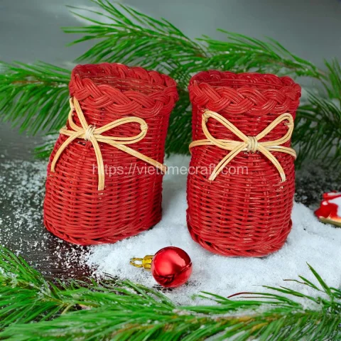 Rattan Santa Boot/ Christmas Shoe For Christmas Decoration