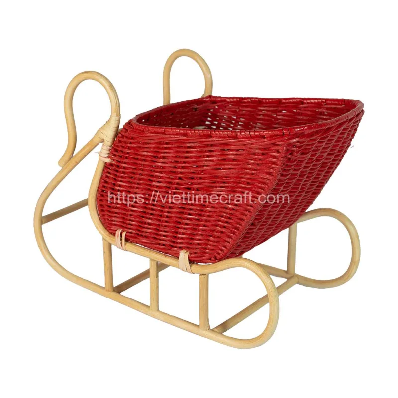 Cheap Price Rattan Sleigh/Wicker Sleigh Basket For Christmas Decoration