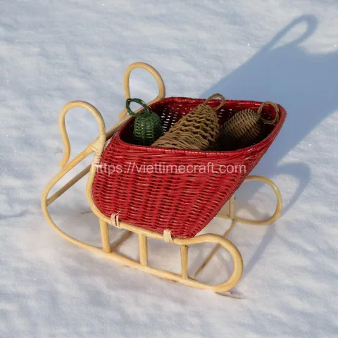 Cheap Price Rattan Sleigh/Wicker Sleigh Basket For Christmas Decoration