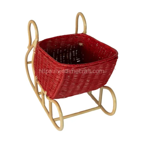 Cheap Price Rattan Sleigh/Wicker Sleigh Basket For Christmas Decoration