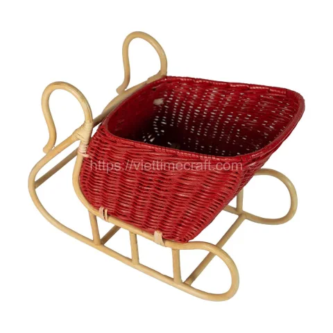 Cheap Price Rattan Sleigh/Wicker Sleigh Basket For Christmas Decoration