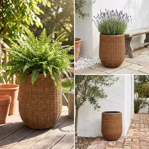 Faux Rattan Planter for Indoor and Outdoor Decor Vietnam Manufacturer