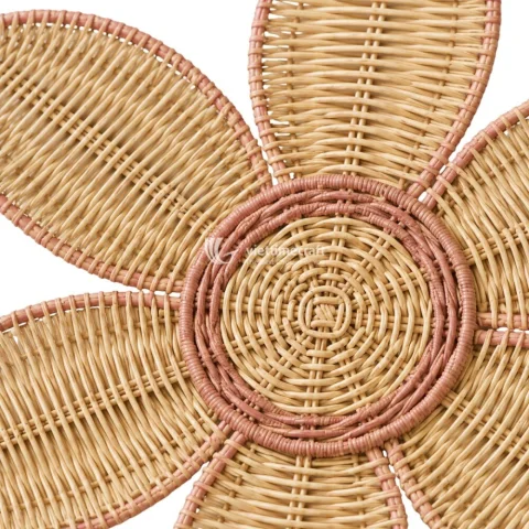 Sustainable Rattan Wicker Wall Decor Set with Petal Shapes for Boho Interiors and Decor