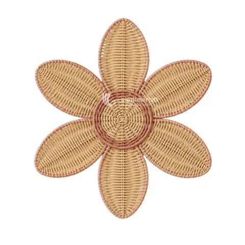 Sustainable Rattan Wicker Wall Decor Set with Petal Shapes for Boho Interiors and Decor
