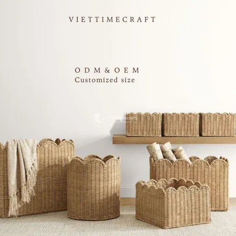 Decorative Rattan Woven Basket and Modern Functionality Set