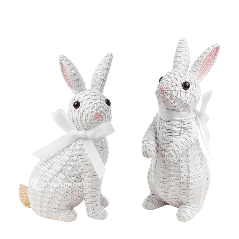 Easter Bunny Rattan Decor Figure, Handmade Wicker Easter Decor from Vietnam Factory