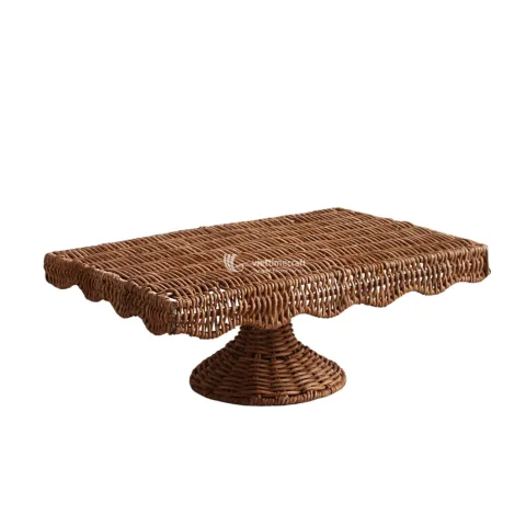 Rattan Export Bandeja de Ratán Festoneada con Pedestal al por Mayor - REX-M0802