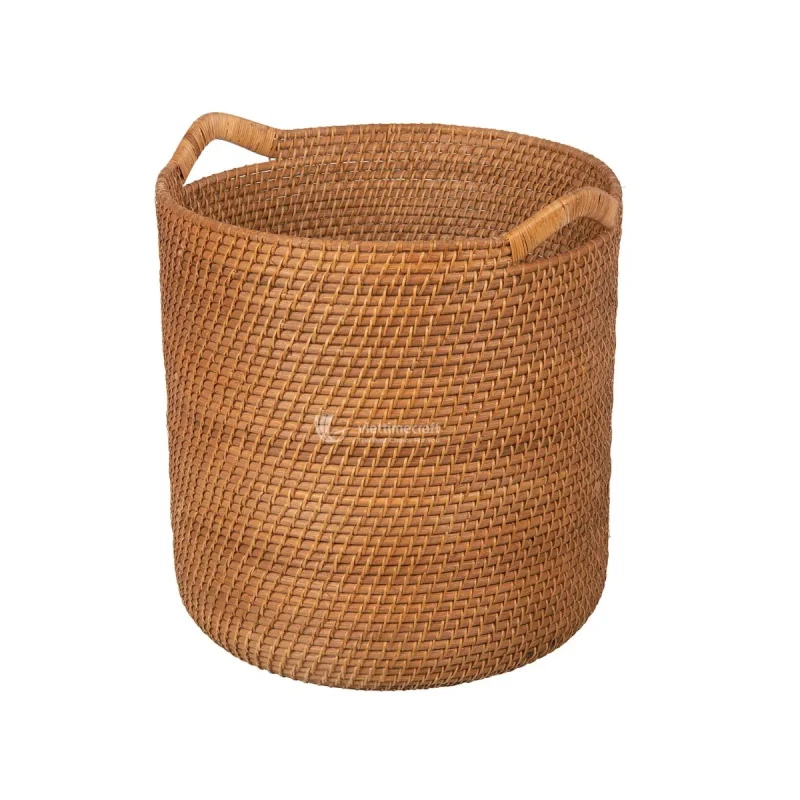 Round Wicker Laundry Basket Hamper, Storage Containers For Home Decoration