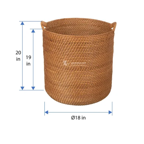 Round Wicker Laundry Basket Hamper, Storage Containers For Home Decoration